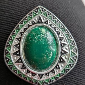 Green and Silver Geometric Pendant